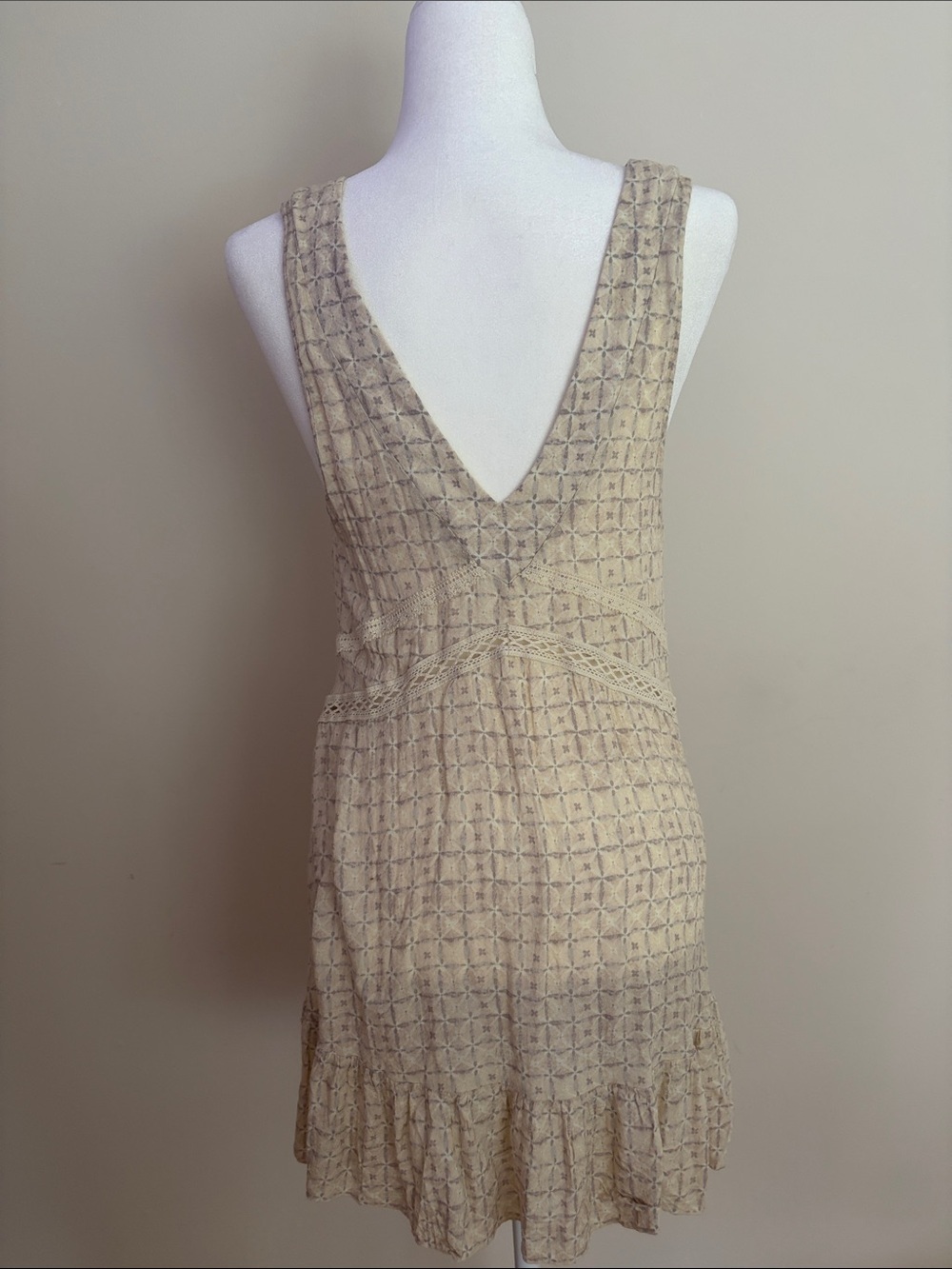 Free People Beige Crochet V-Neck Swing Dress - Picture 5 of 10